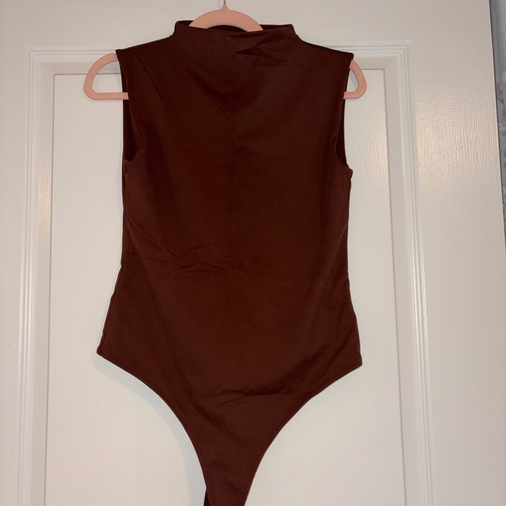 WORN ONCE: Brown Mock Neck Tank Bodysuit